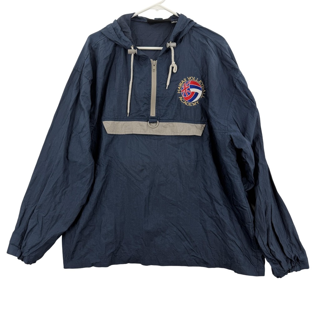Hawaii Volleyball Academy‎ Jacket Mens Medium Navy Pullover Hooded Windbreaker